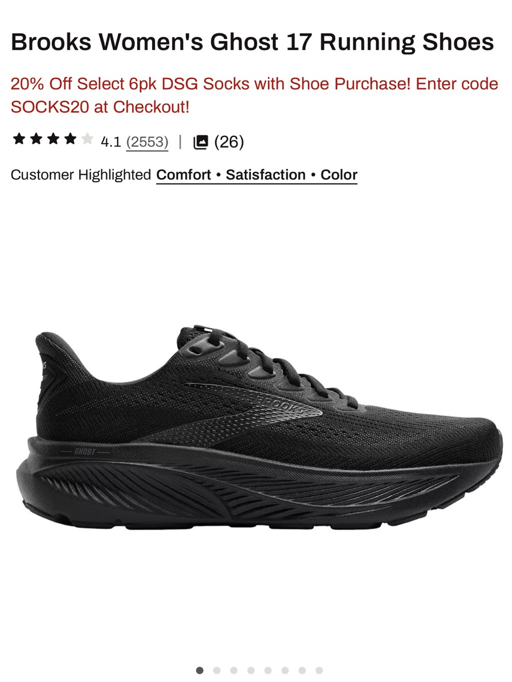 Brooks Ghost 17 Women's Running Shoes - Black